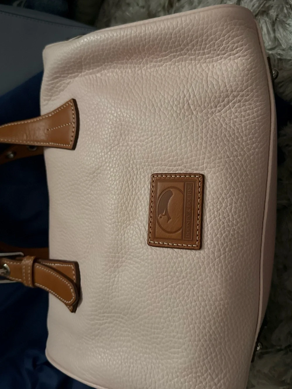 Dooney & Bourke Blush Pink Leather Satchel with Brown Trim
